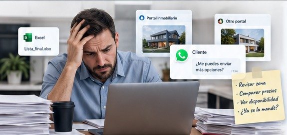 Asesor inmobiliario saturado de portales, Excel y mensajes